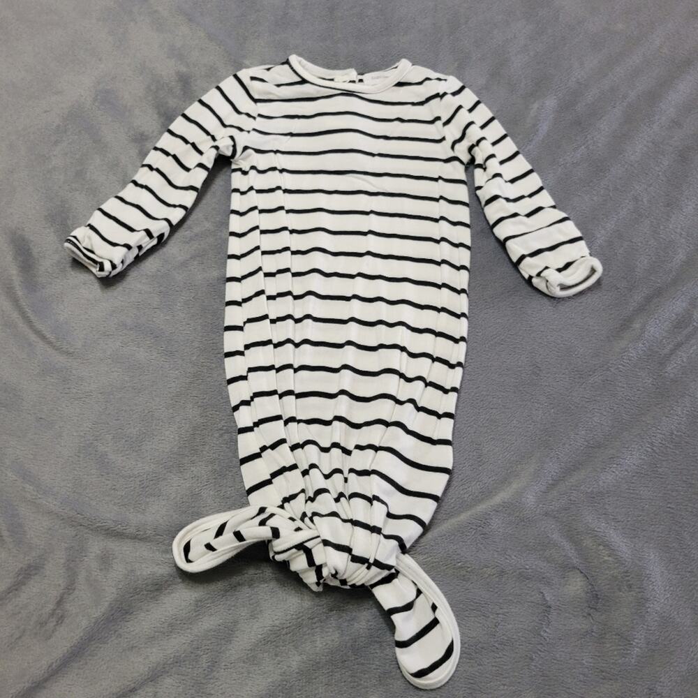 Angel Dear Knotted Gown Baby Boy Girl 0-3 Months Black White Stripe Bamboo Blend